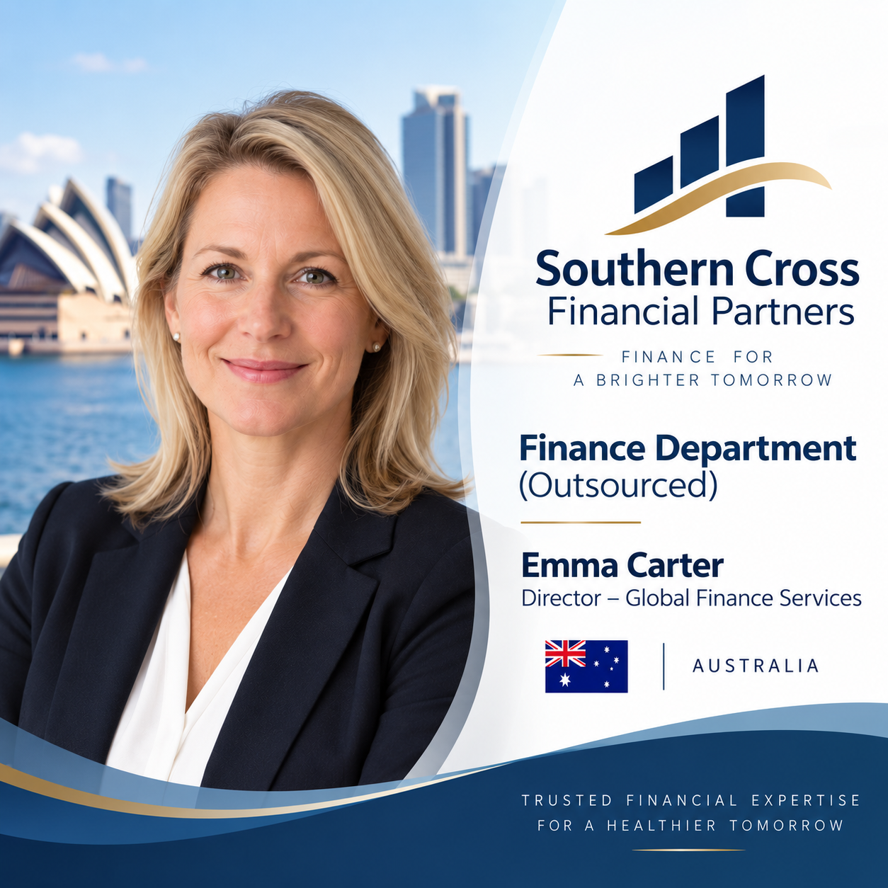 Idara ya Fedha (huduma za nje): Southern Cross Financial Partners, Emma Carter, Mkurugenzi wa Huduma za Fedha za Kimataifa, Australia.